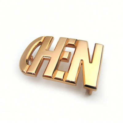 Private Silver Plating Custom Letter Logo Metal Brand Name Plate Belt Buckles